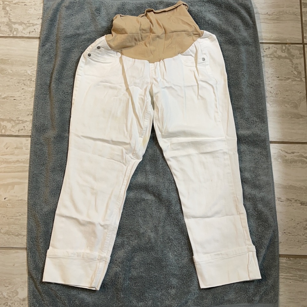 Motherhood maternity white ankle jeans